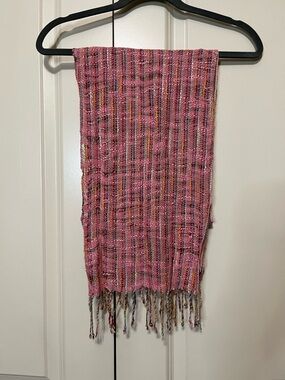 Abercrombie & Fitch Pink Multicolor Woven Fringe Wrap